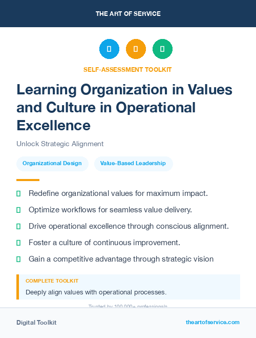 Learning Organization in Values and Culture in Operational Excellence