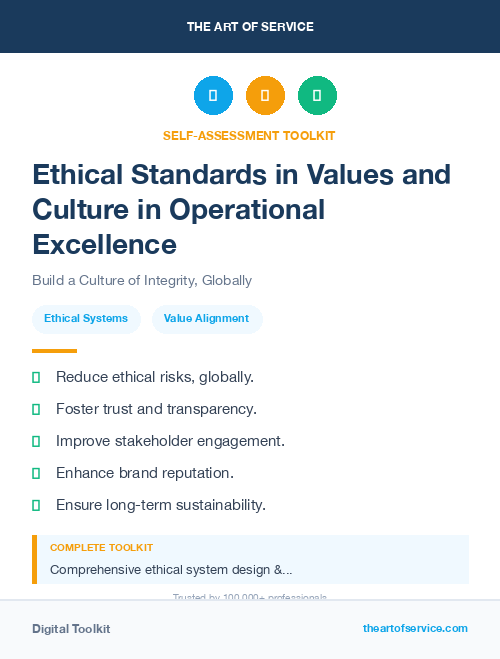 Ethical Standards in Values and Culture in Operational Excellence