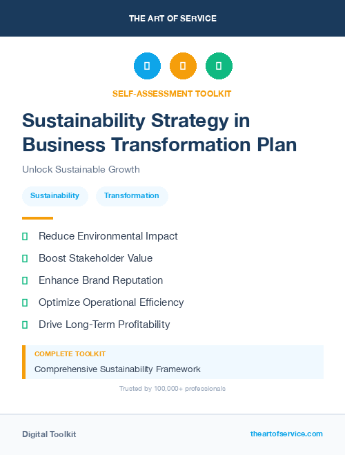 Sustainability Strategy in Business Transformation Plan