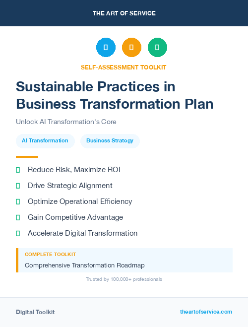 Sustainable Practices in Business Transformation Plan