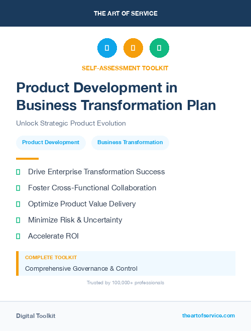 Product Development in Business Transformation Plan