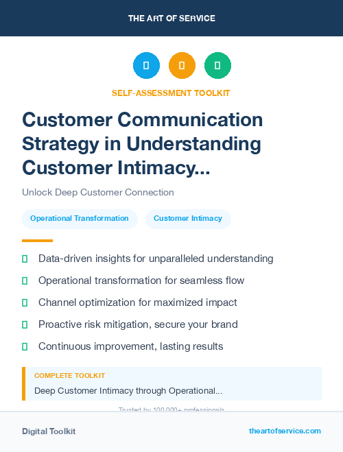 Customer Communication Strategy in Understanding Customer Intimacy in Operations