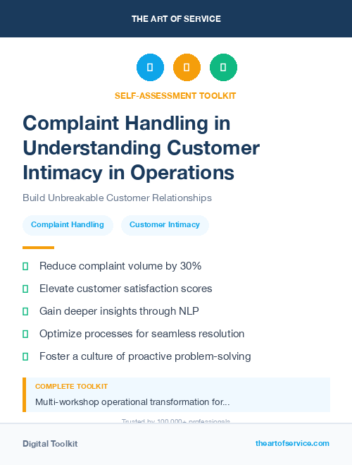 Complaint Handling in Understanding Customer Intimacy in Operations