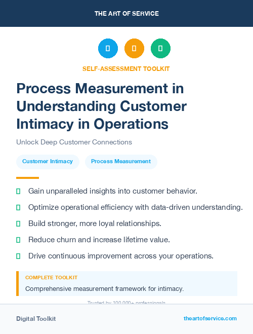 Process Measurement in Understanding Customer Intimacy in Operations