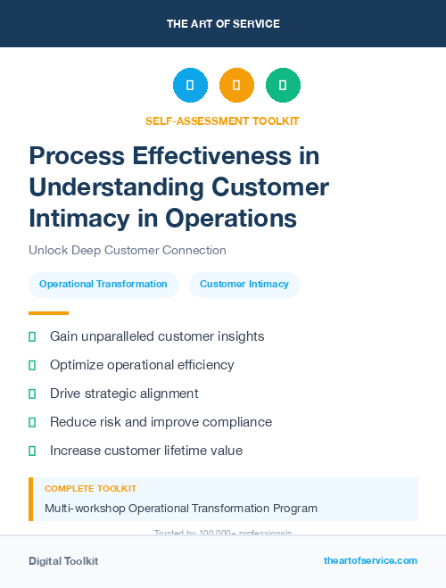 Process Effectiveness in Understanding Customer Intimacy in Operations