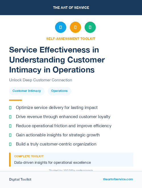 Service Effectiveness in Understanding Customer Intimacy in Operations