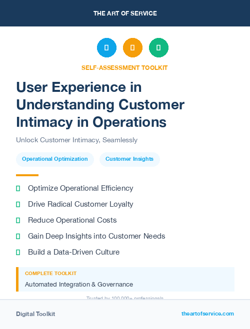 User Experience in Understanding Customer Intimacy in Operations