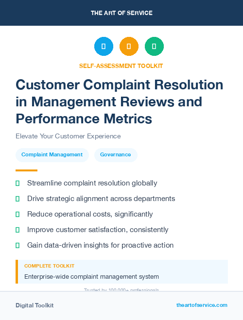 Customer Complaint Resolution in Management Reviews and Performance Metrics