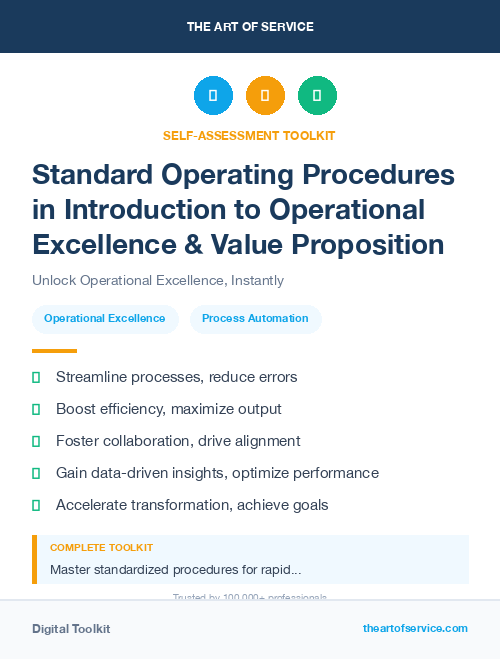 Standard Operating Procedures in Introduction to Operational Excellence & Value Proposition
