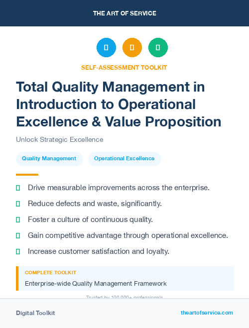 Total Quality Management in Introduction to Operational Excellence & Value Proposition