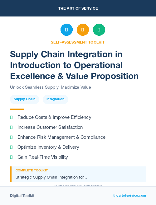 Supply Chain Integration in Introduction to Operational Excellence & Value Proposition