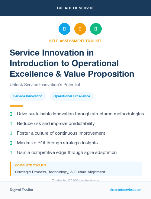 Service Innovation in Introduction to Operational Excellence & Value Proposition
