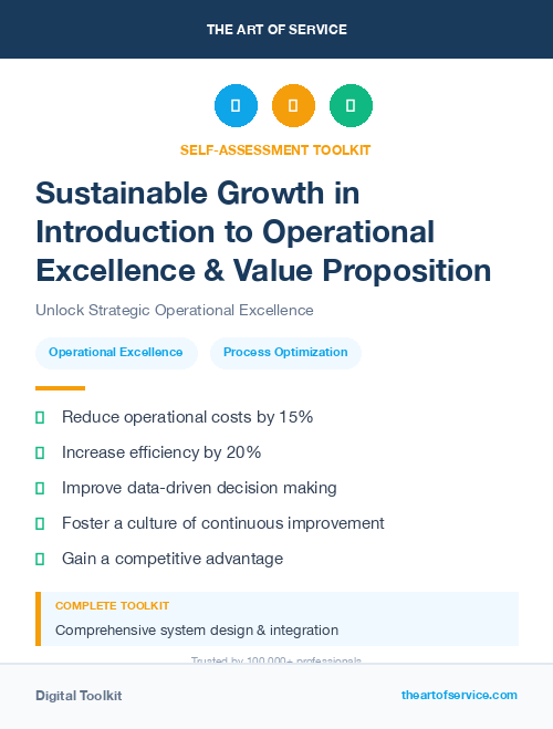 Sustainable Growth in Introduction to Operational Excellence & Value Proposition