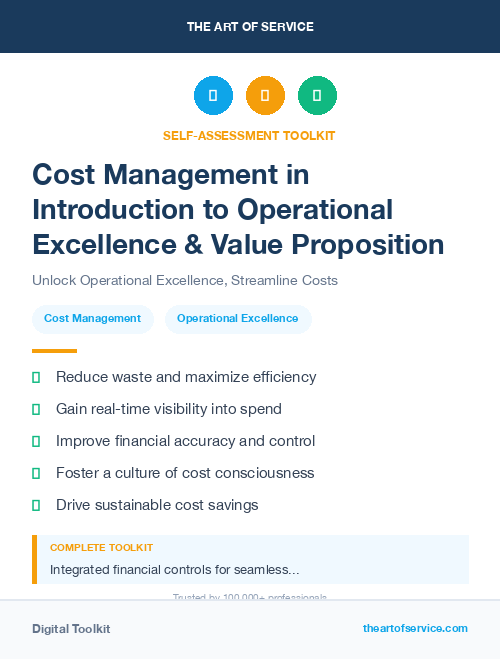 Cost Management in Introduction to Operational Excellence & Value Proposition