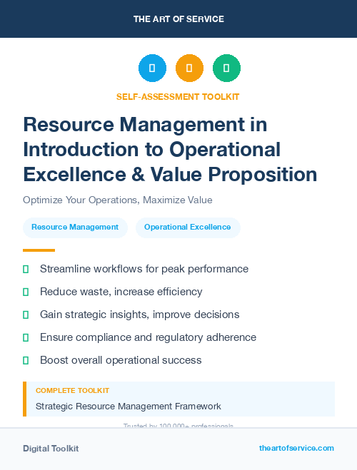 Resource Management in Introduction to Operational Excellence & Value Proposition