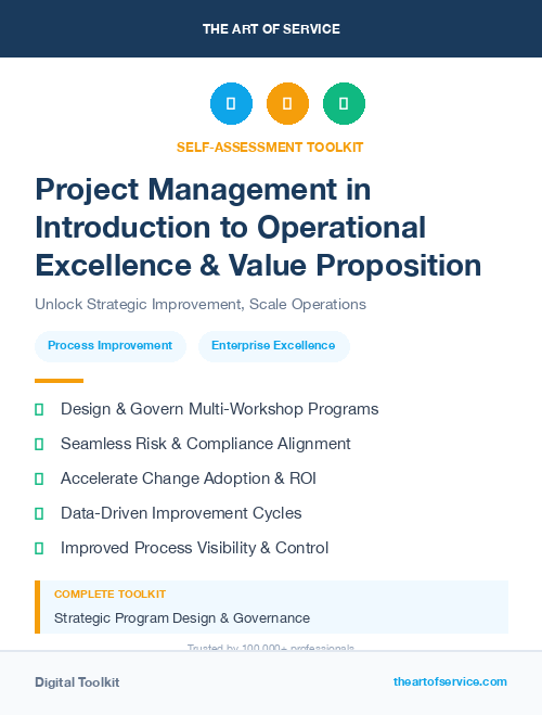 Project Management in Introduction to Operational Excellence & Value Proposition