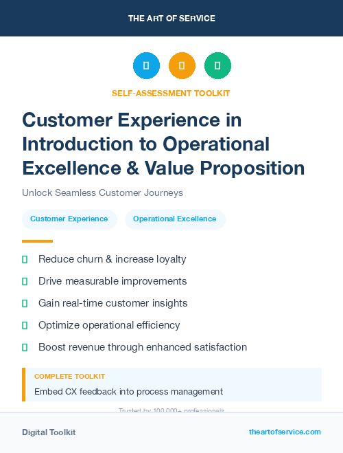 Customer Experience in Introduction to Operational Excellence & Value Proposition