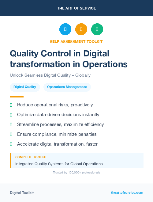 Quality Control in Digital transformation in Operations