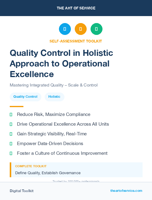 Quality Control in Holistic Approach to Operational Excellence