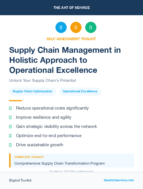 Supply Chain Management in Holistic Approach to Operational Excellence