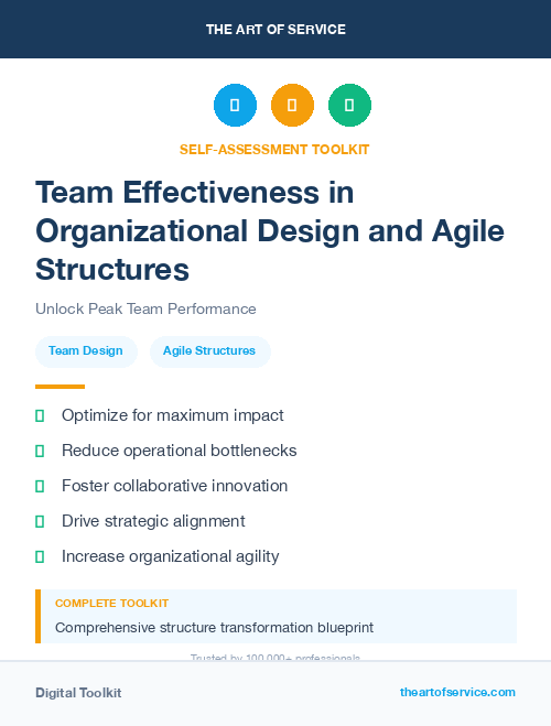 Team Effectiveness in Organizational Design and Agile Structures
