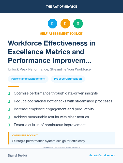 Workforce Effectiveness in Excellence Metrics and Performance Improvement Streamlining Processes for Efficiency