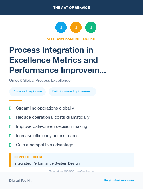 Process Integration in Excellence Metrics and Performance Improvement Streamlining Processes for Efficiency