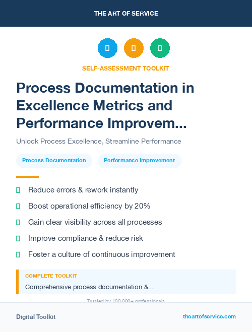Process Documentation in Excellence Metrics and Performance Improvement Streamlining Processes for Efficiency