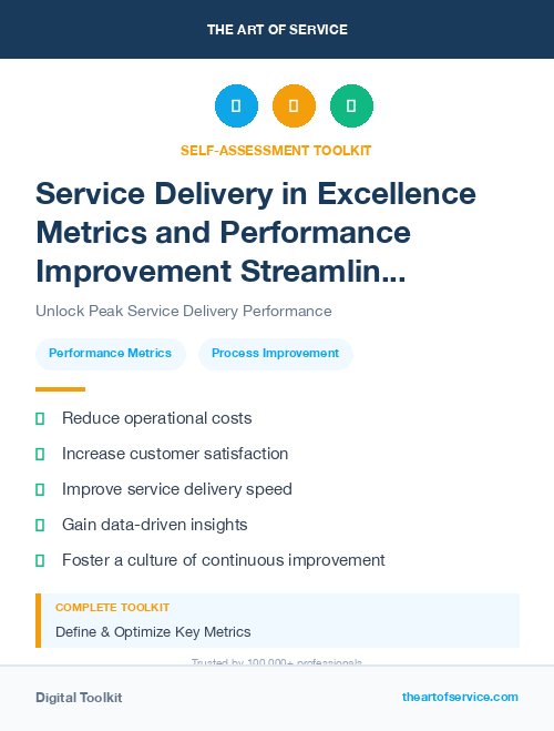 Service Delivery in Excellence Metrics and Performance Improvement Streamlining Processes for Efficiency