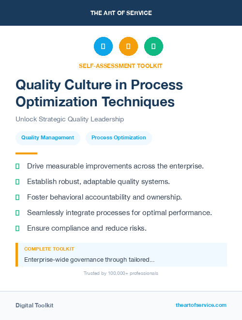 Quality Culture in Process Optimization Techniques