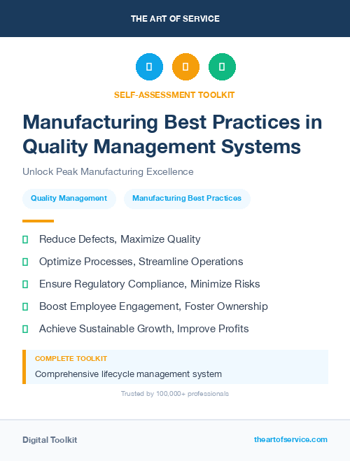 Manufacturing Best Practices in Quality Management Systems