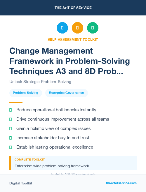 Change Management Framework in Problem-Solving Techniques A3 and 8D Problem Solving