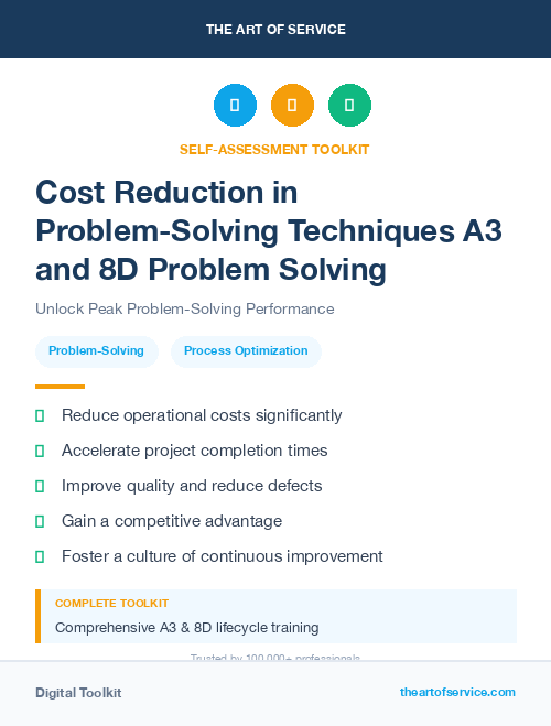 Cost Reduction in Problem-Solving Techniques A3 and 8D Problem Solving