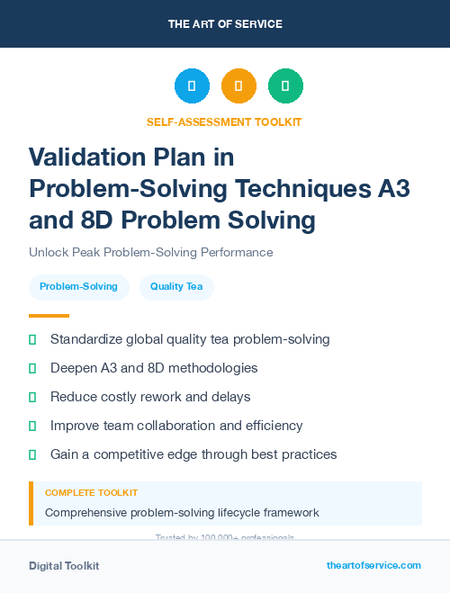 Validation Plan in Problem-Solving Techniques A3 and 8D Problem Solving