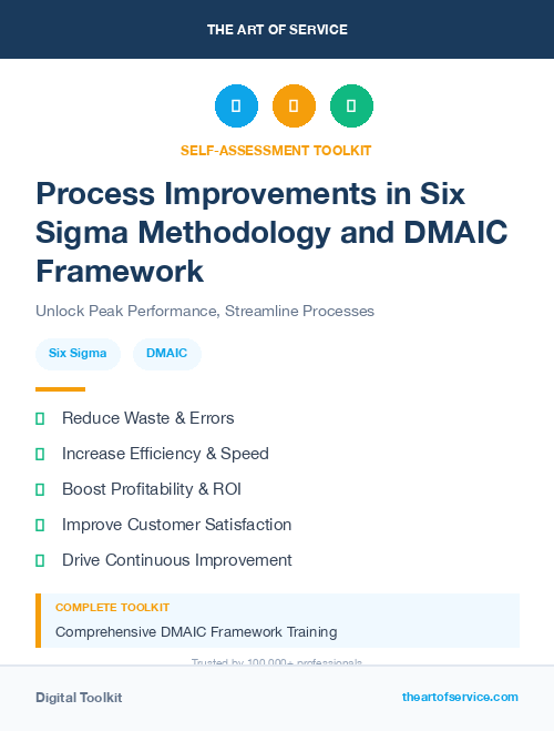 Process Improvements in Six Sigma Methodology and DMAIC Framework