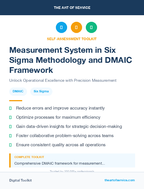 Measurement System in Six Sigma Methodology and DMAIC Framework
