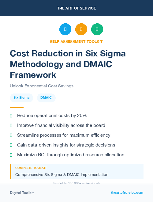 Cost Reduction in Six Sigma Methodology and DMAIC Framework