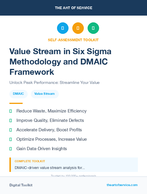 Value Stream in Six Sigma Methodology and DMAIC Framework