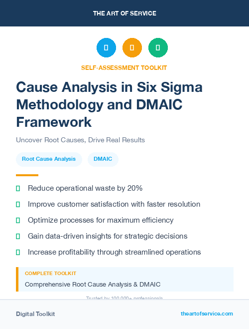 Cause Analysis in Six Sigma Methodology and DMAIC Framework
