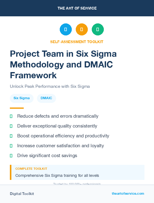 Project Team in Six Sigma Methodology and DMAIC Framework