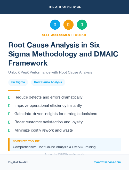 Root Cause Analysis in Six Sigma Methodology and DMAIC Framework