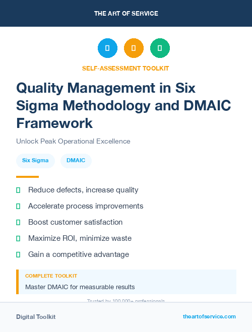 Quality Management in Six Sigma Methodology and DMAIC Framework
