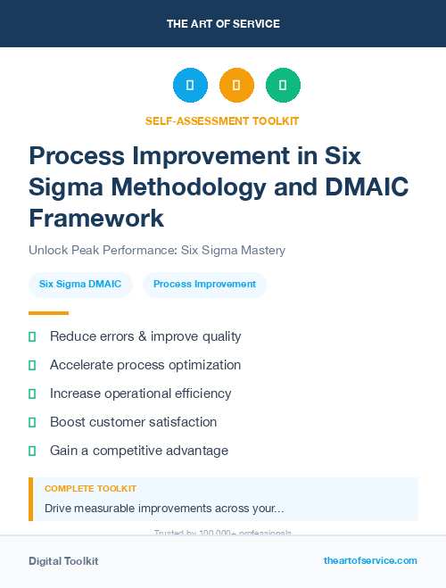Process Improvement in Six Sigma Methodology and DMAIC Framework