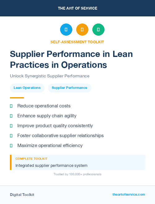Supplier Performance in Lean Practices in Operations