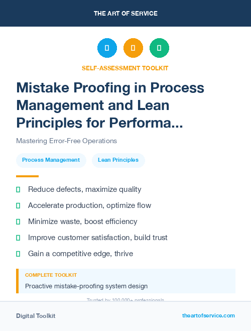Mistake Proofing in Process Management and Lean Principles for Performance Improvement