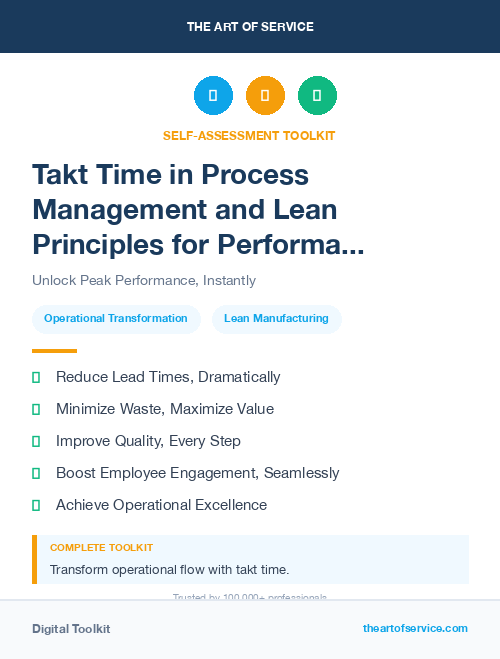Takt Time in Process Management and Lean Principles for Performance Improvement