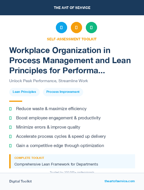 Workplace Organization in Process Management and Lean Principles for Performance Improvement