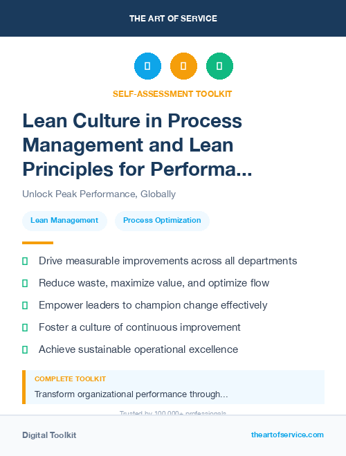 Lean Culture in Process Management and Lean Principles for Performance Improvement