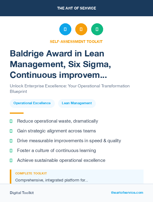 Baldrige Award in Lean Management, Six Sigma, Continuous improvement Introduction