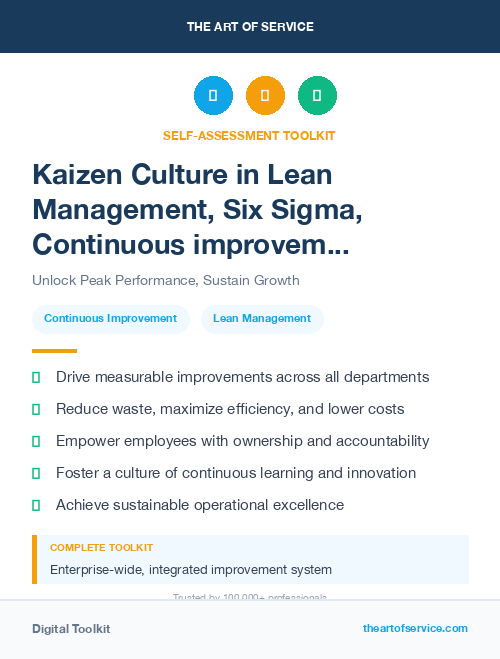 Kaizen Culture in Lean Management, Six Sigma, Continuous improvement Introduction